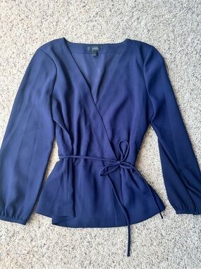 JCrew Wrap peplum Blouse with Tie Waist